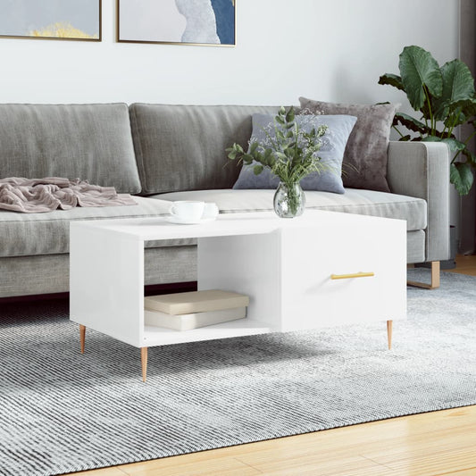 Coffee Table High Gloss White 90x50x40 cm Engineered Wood