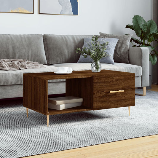 Coffee Table Brown Oak 90x50x40 cm Engineered Wood