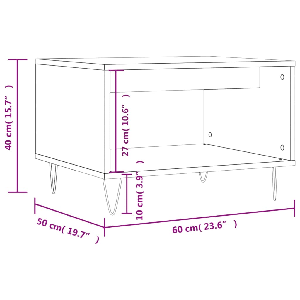 Coffee Table Concrete Grey 60x50x40 cm Engineered Wood