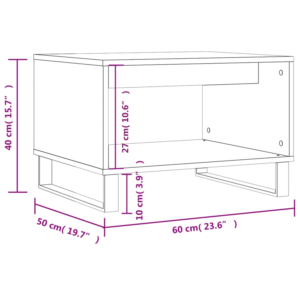 Coffee Table Concrete Grey 60x50x40 cm Engineered Wood
