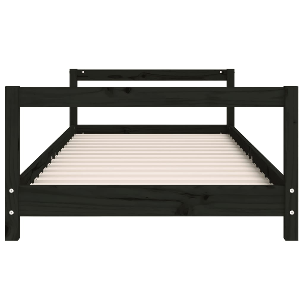 Black Solid Wood Kids Bed Frame 80x200 cm - Pine