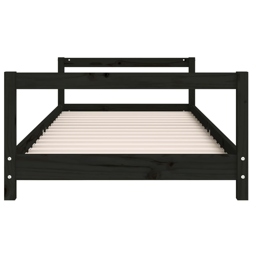 Solid Pine Wood Kids Bed Frame - Black 90x200 cm