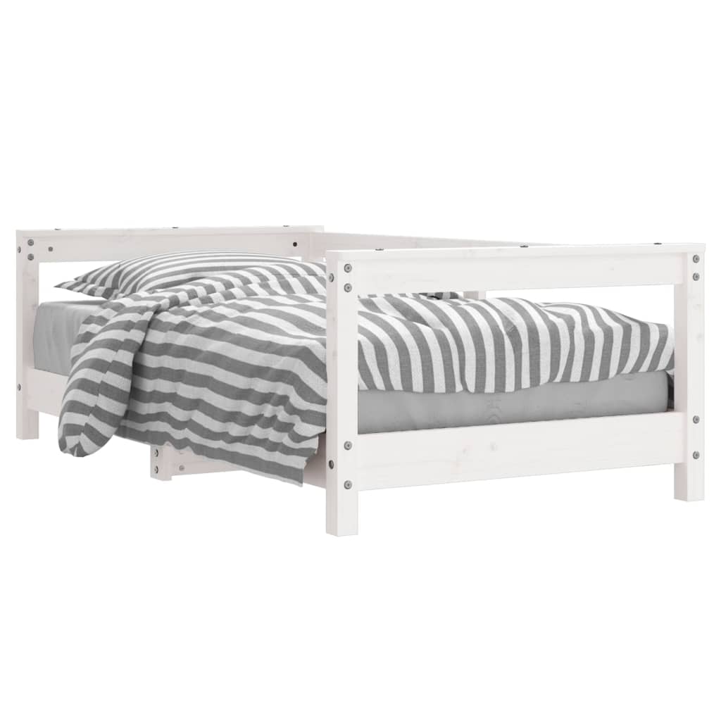 White Solid Wood Pine Kids Bed Frame 70x140 cm