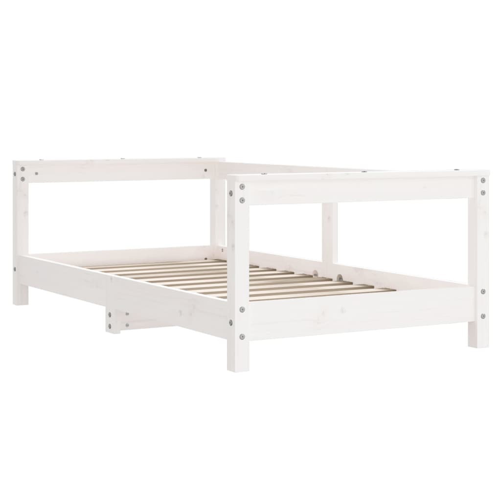 White Solid Wood Pine Kids Bed Frame 70x140 cm