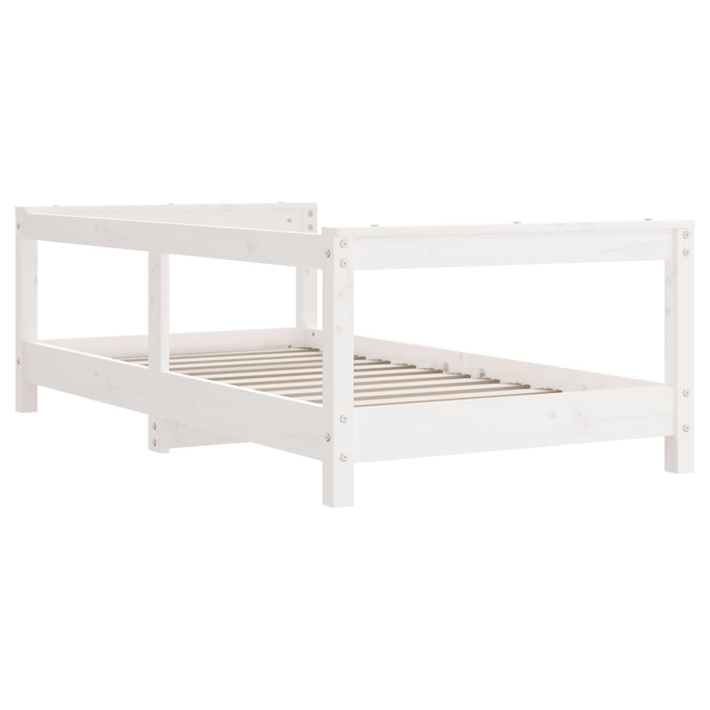 White Solid Wood Pine Kids Bed Frame 70x140 cm