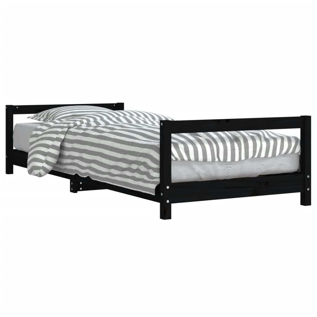 Solid Pine Kids Bed Frame - Black 90x190 cm Durable Design
