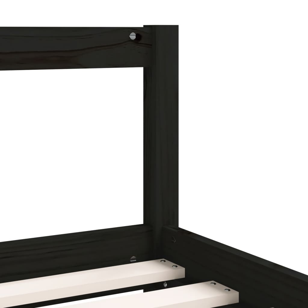 Black Pine Kids Bed Frame with Drawers 80x200 cm | Solid Wood