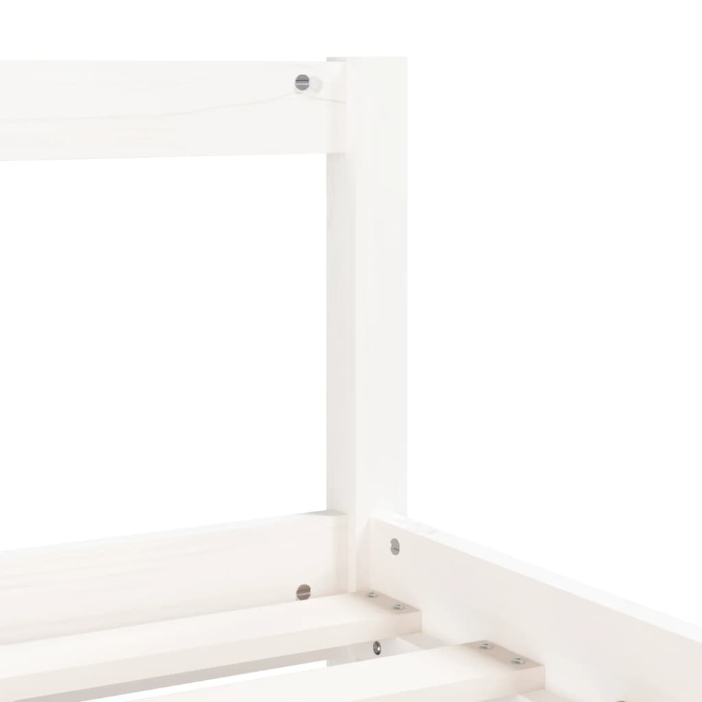 White Solid Pine Kids Bed Frame with Drawers, 90x200 cm