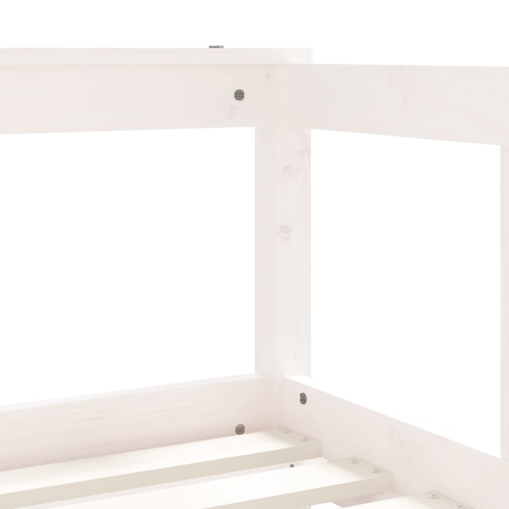 White Solid Pine Kids Bed Frame with Drawers, 70x140 cm