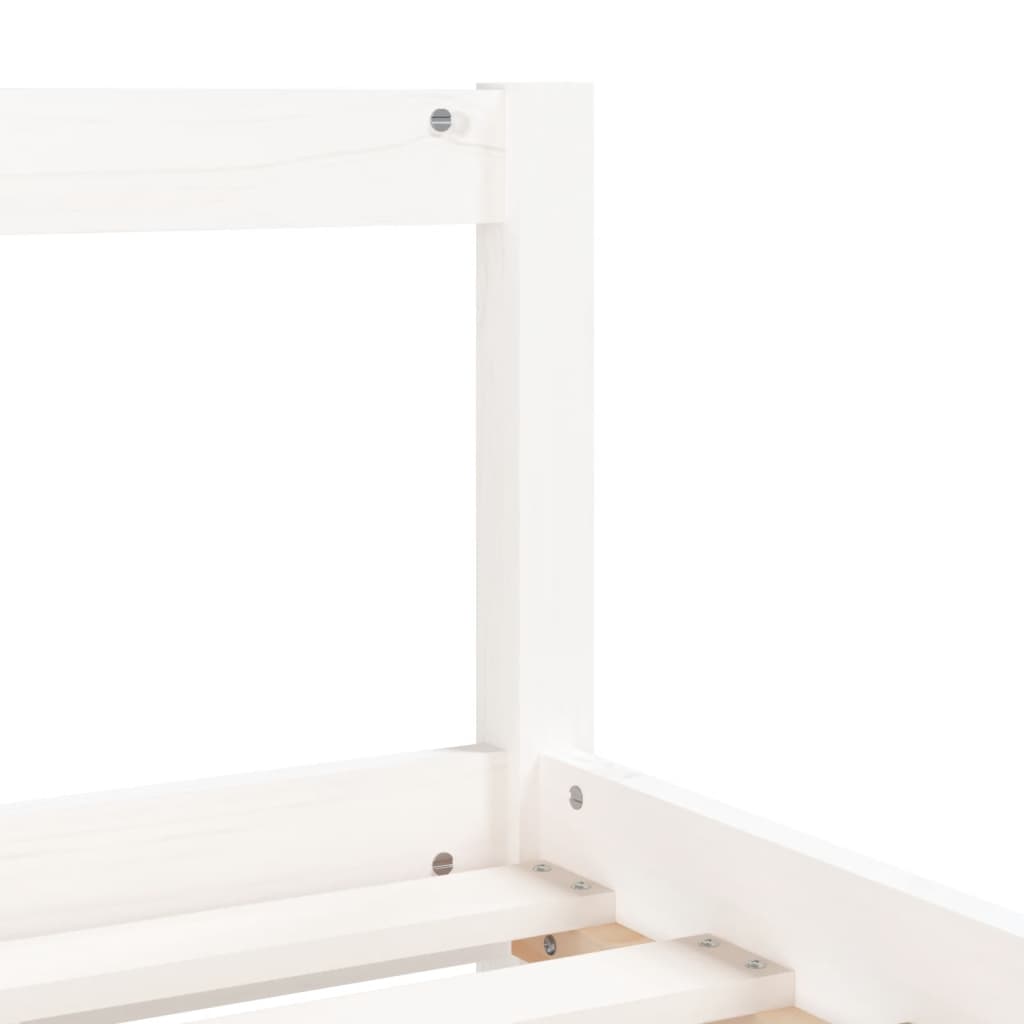 White Solid Pine Kids Bed Frame with Drawers, 90x190 cm