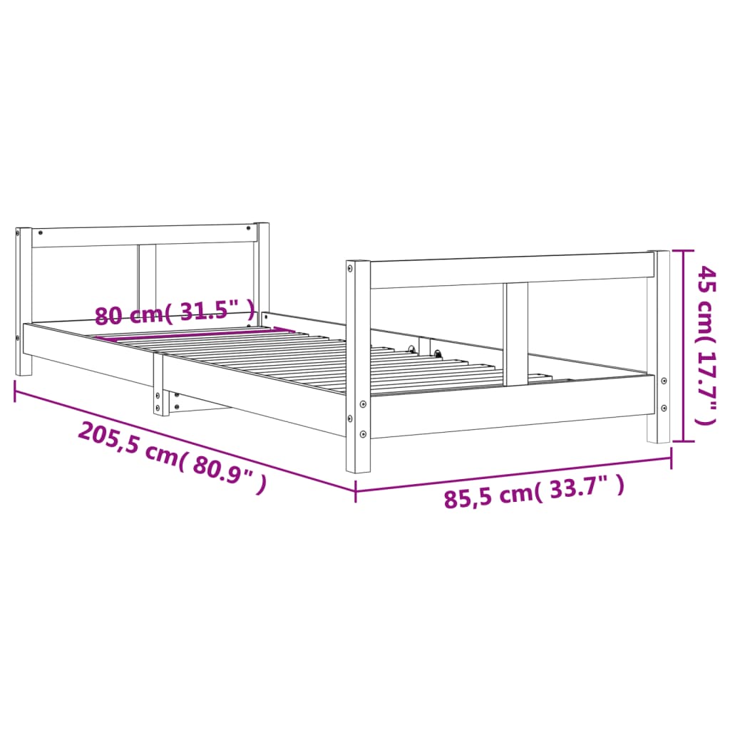 Solid Pine Kids Bed Frame 80x200 cm - Durable & Stylish!