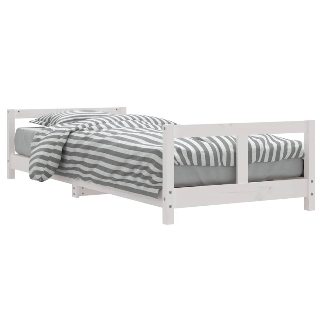 Solid Pine Kids Bed Frame, White, 80x200 cm - Durable & Stylish