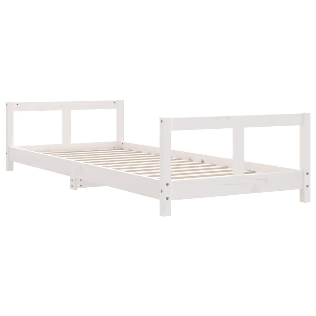 Solid Pine Kids Bed Frame, White, 80x200 cm - Durable & Stylish
