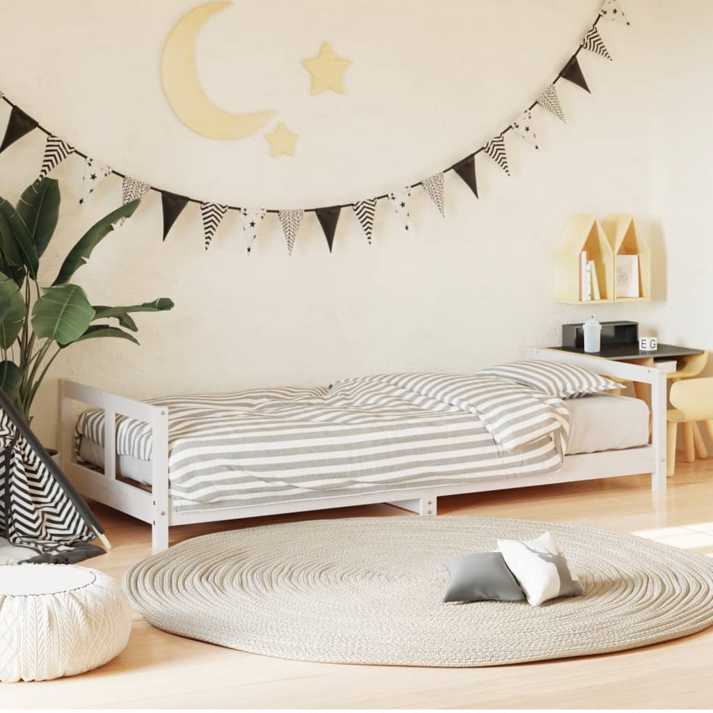 Solid Pine Kids Bed Frame, White, 80x200 cm - Durable & Stylish