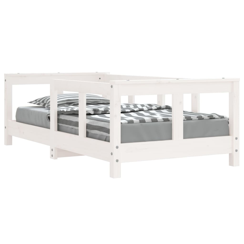Solid Pine Kids Bed Frame 70x140 cm - White Finish