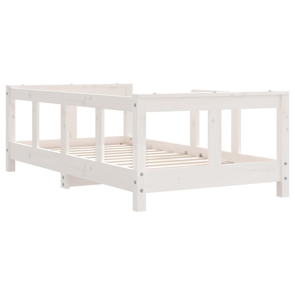 Solid Pine Kids Bed Frame 70x140 cm - White Finish