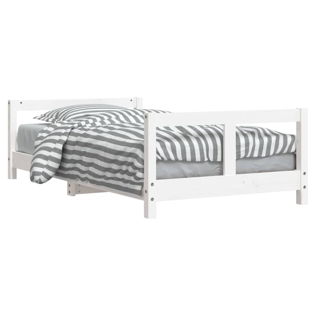Solid Pine Kids Bed Frame - White 80x160 cm