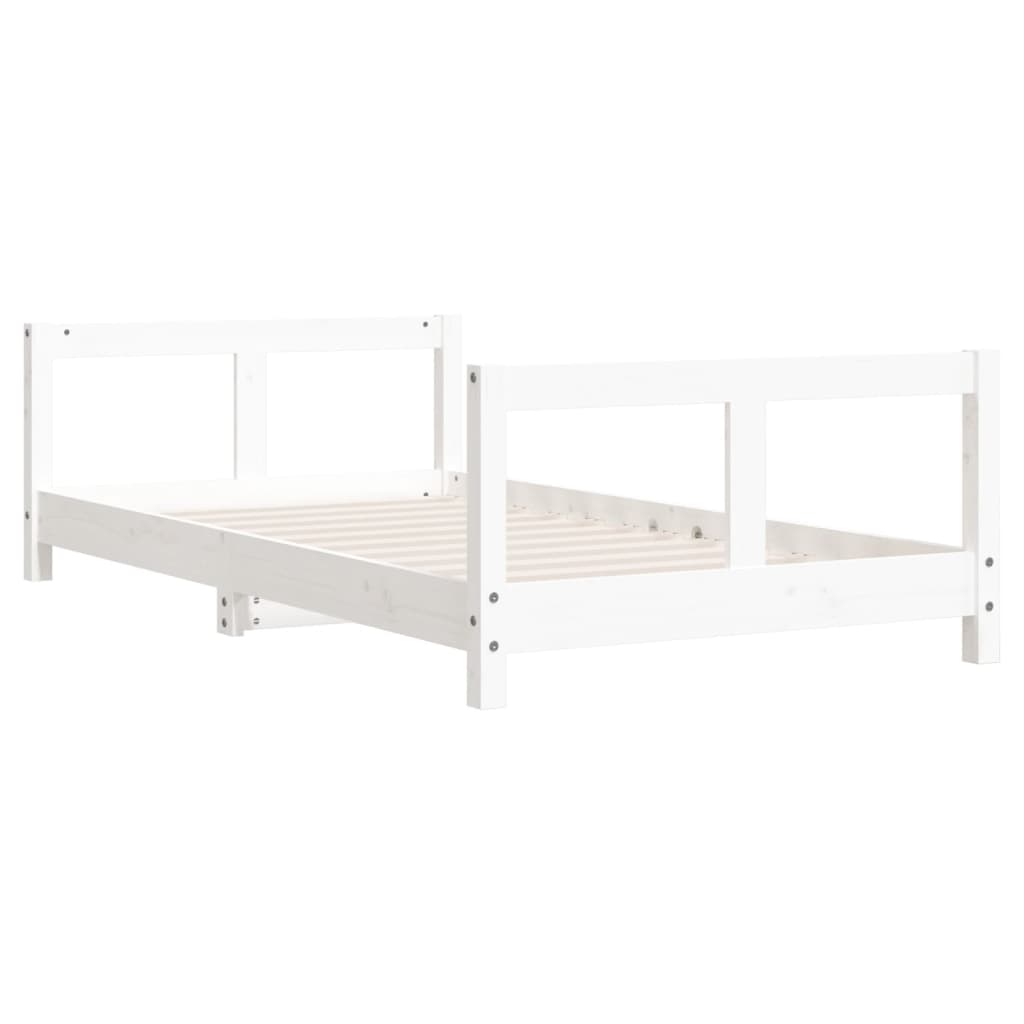 Solid Pine Kids Bed Frame - White 80x160 cm