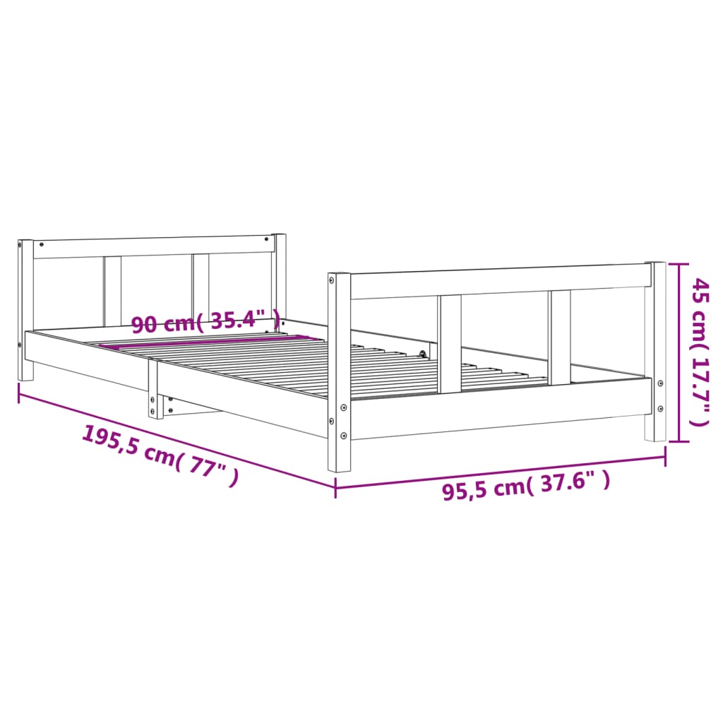 Solid Pine Kids Bed Frame 90x190 cm - Durable & Stylish Design