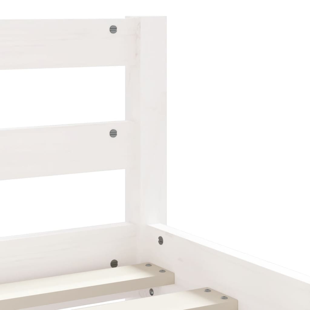 White Solid Pine Kids Bed Frame with Drawers 80x200 cm