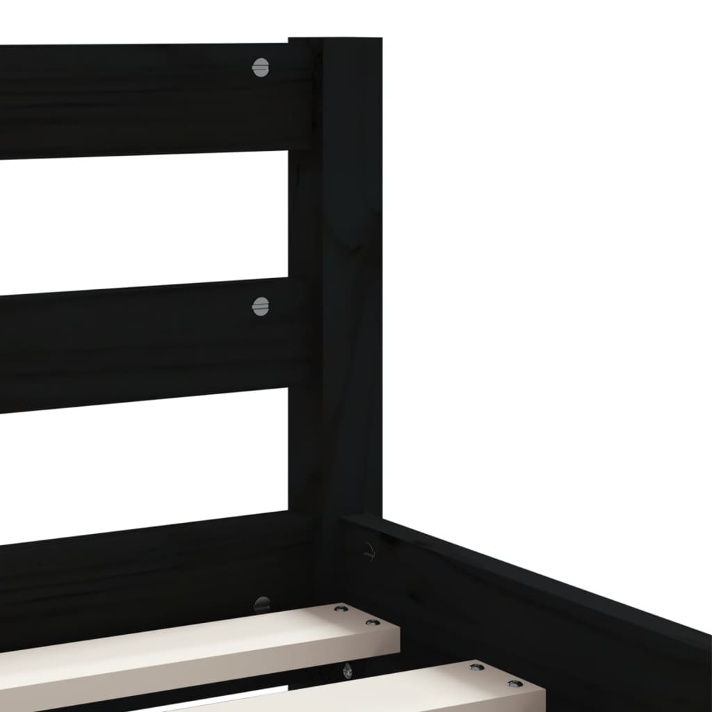 Solid Pine Black Kids Bed Frame with Drawers 90x200 cm