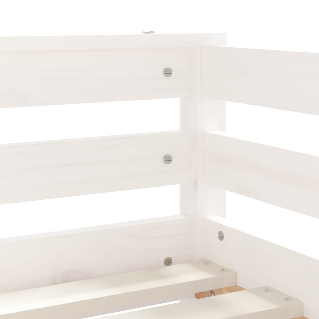 White Solid Pine Kids Bed Frame with Drawers, 70x140 cm
