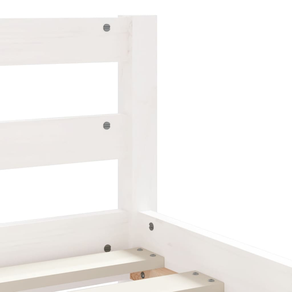 White Solid Pine Kids Bed Frame with Drawers, 90x190 cm
