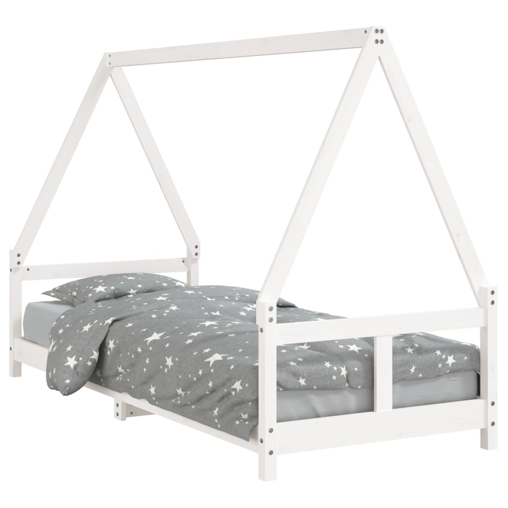 Solid Pine Kids Bed Frame in White - 80x200 cm