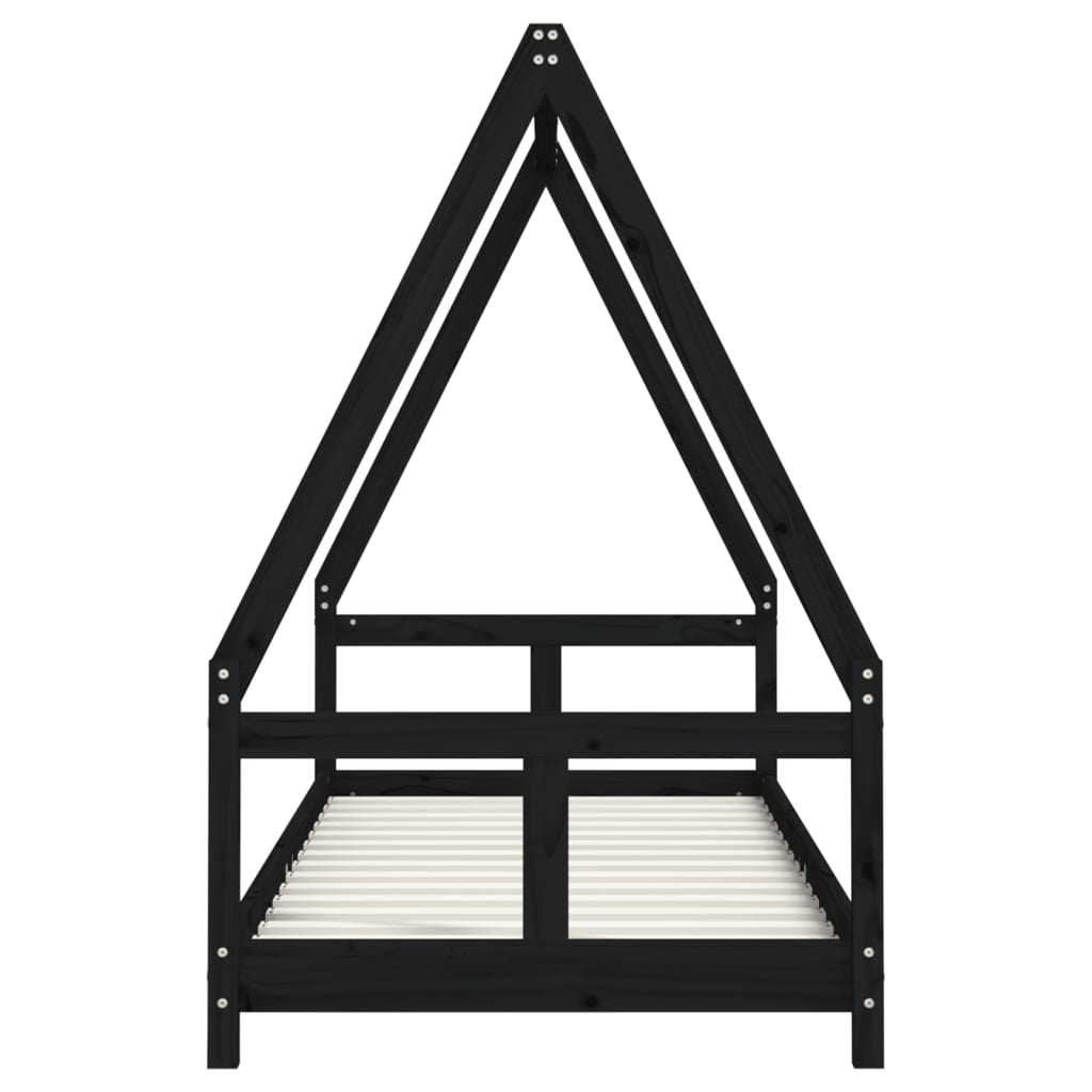 Solid Pine Kids Bed Frame - Black 80x200 cm
