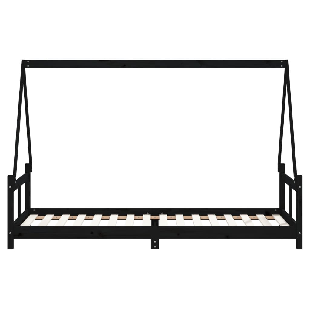 Solid Pine Kids Bed Frame - Black 80x200 cm