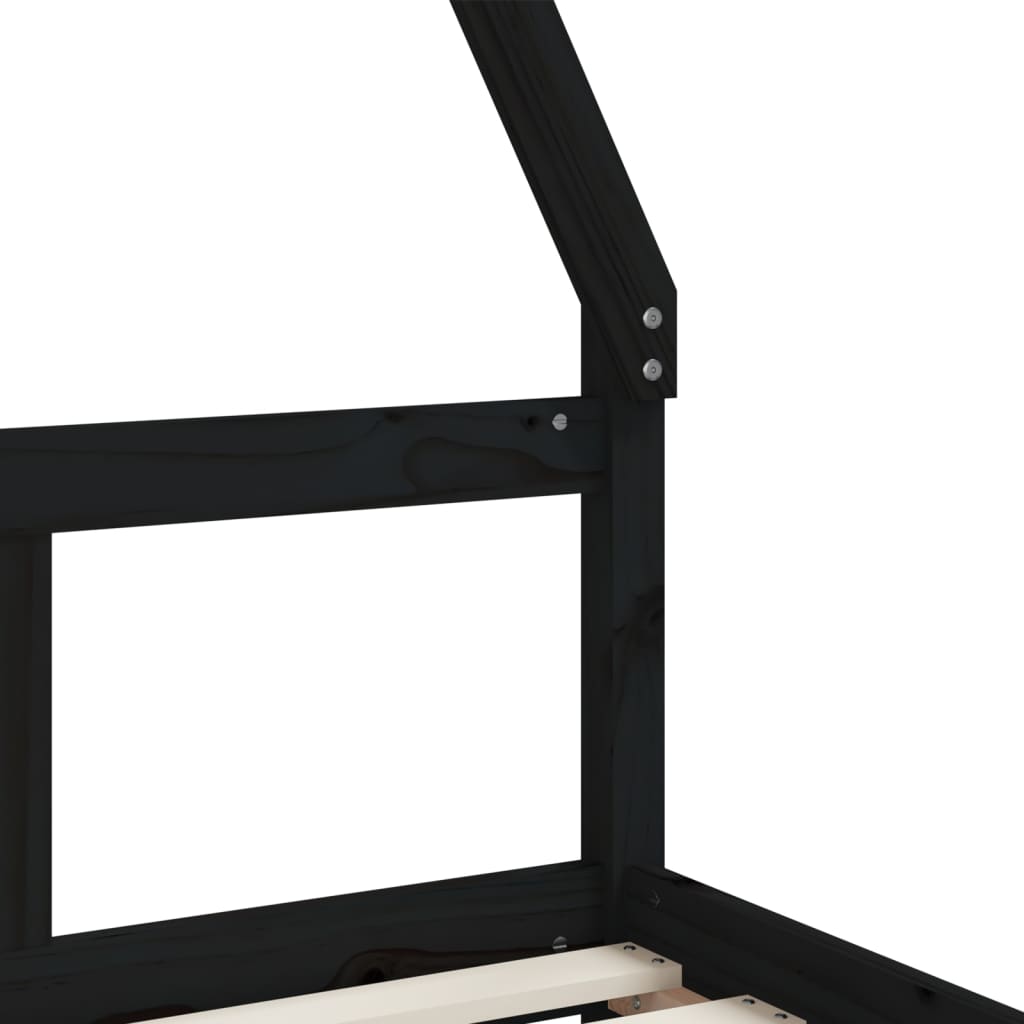 Solid Pine Kids Bed Frame - Black 80x200 cm