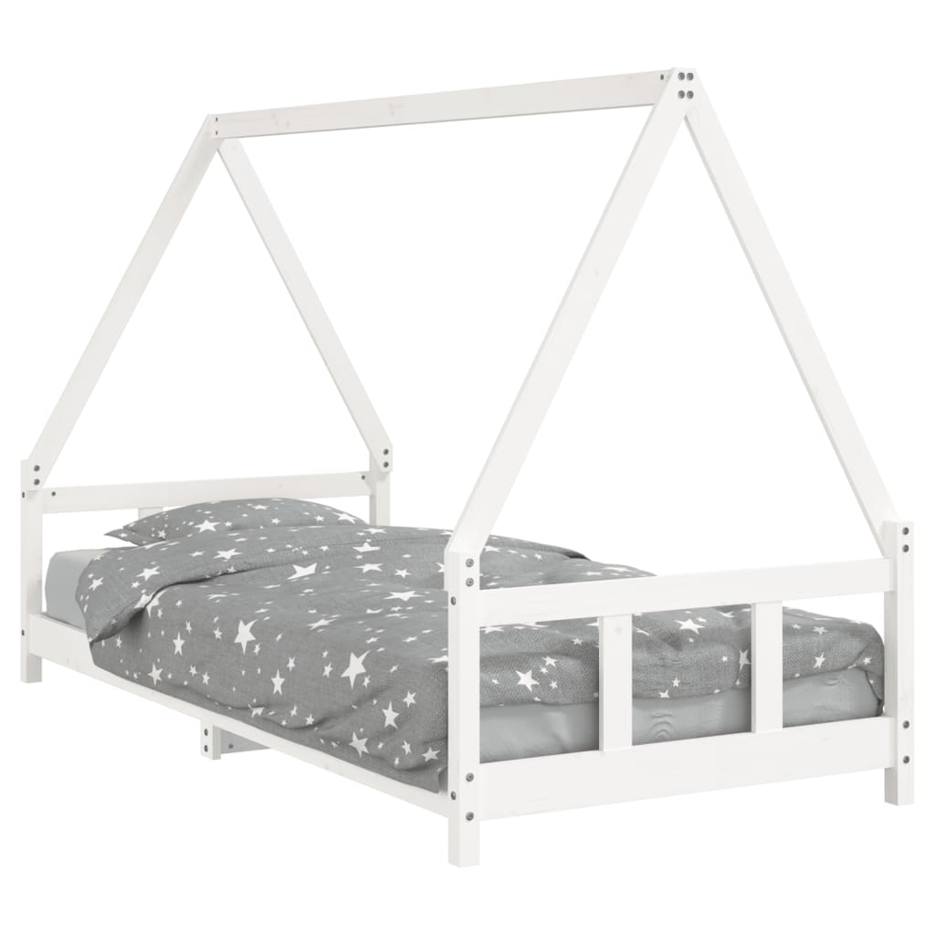 White Solid Pine Kids Bed Frame 90x200 cm - Durable & Stylish