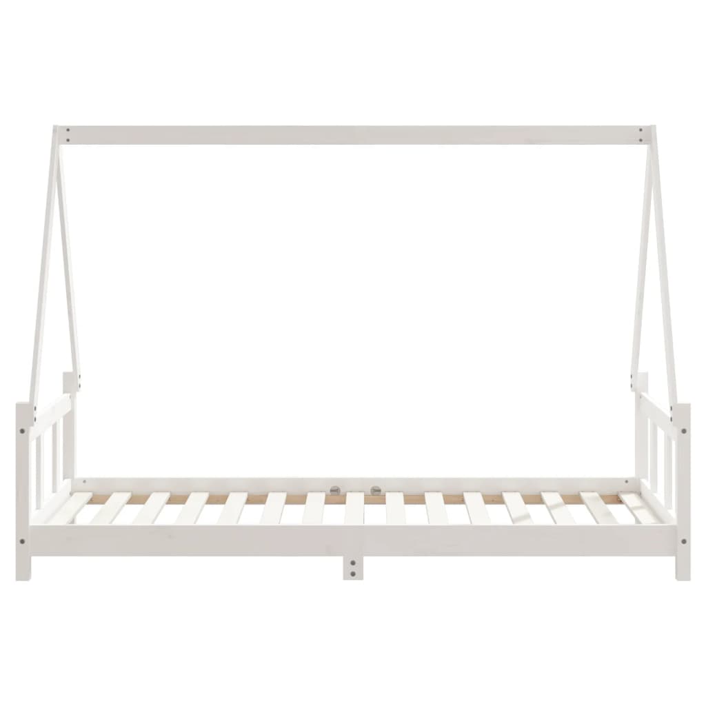 Solid Wood Kids Bed Frame - White 90x190 cm Pine Finish