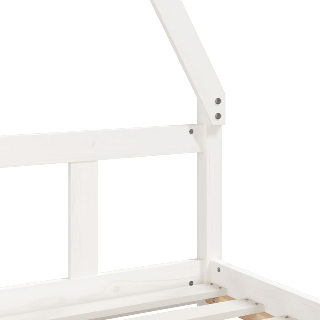 Solid Wood Kids Bed Frame - White 90x190 cm Pine Finish