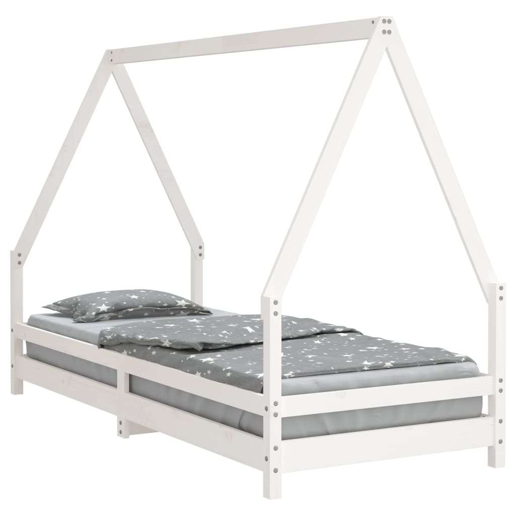 Solid Pine Kids Bed Frame in White, 80x200 cm