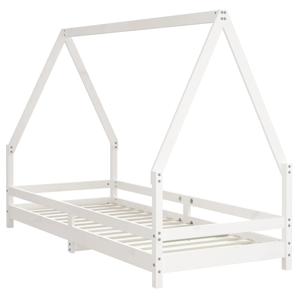 Solid Pine Kids Bed Frame in White, 80x200 cm
