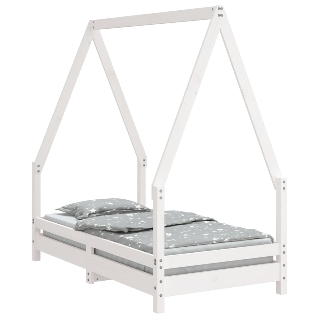 White Solid Pine Kids Bed Frame, 70x140 cm - Durable & Stylish