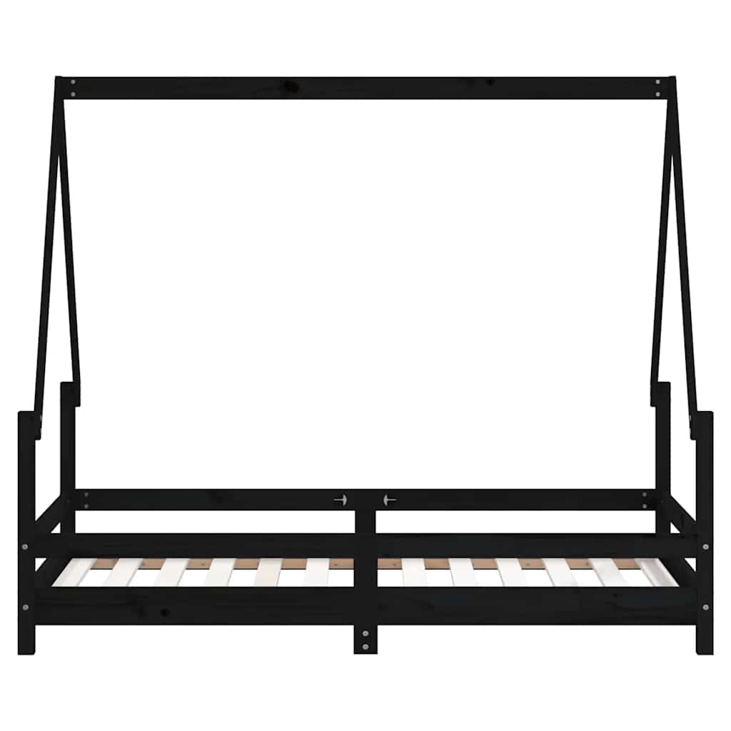 Solid Pine Kids Bed Frame - Black 80x160 cm Sturdy Design