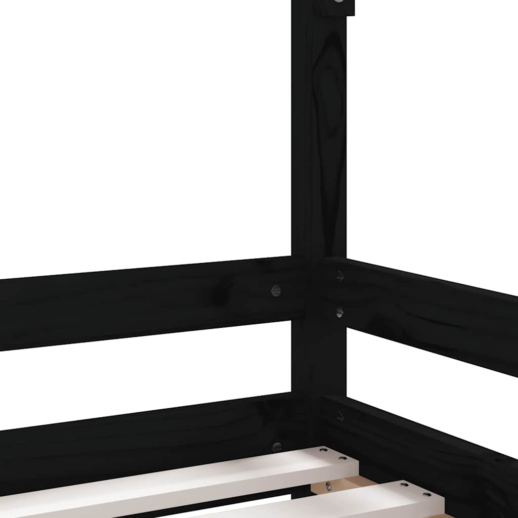 Solid Pine Kids Bed Frame - Black 80x160 cm Sturdy Design