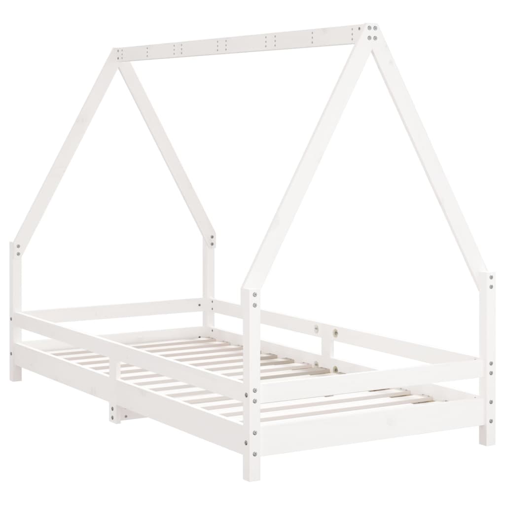 Solid Pine Kids Bed Frame - White 90x190 cm