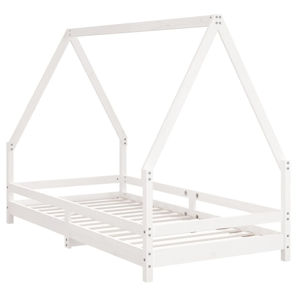 Solid Pine Kids Bed Frame - White 90x190 cm