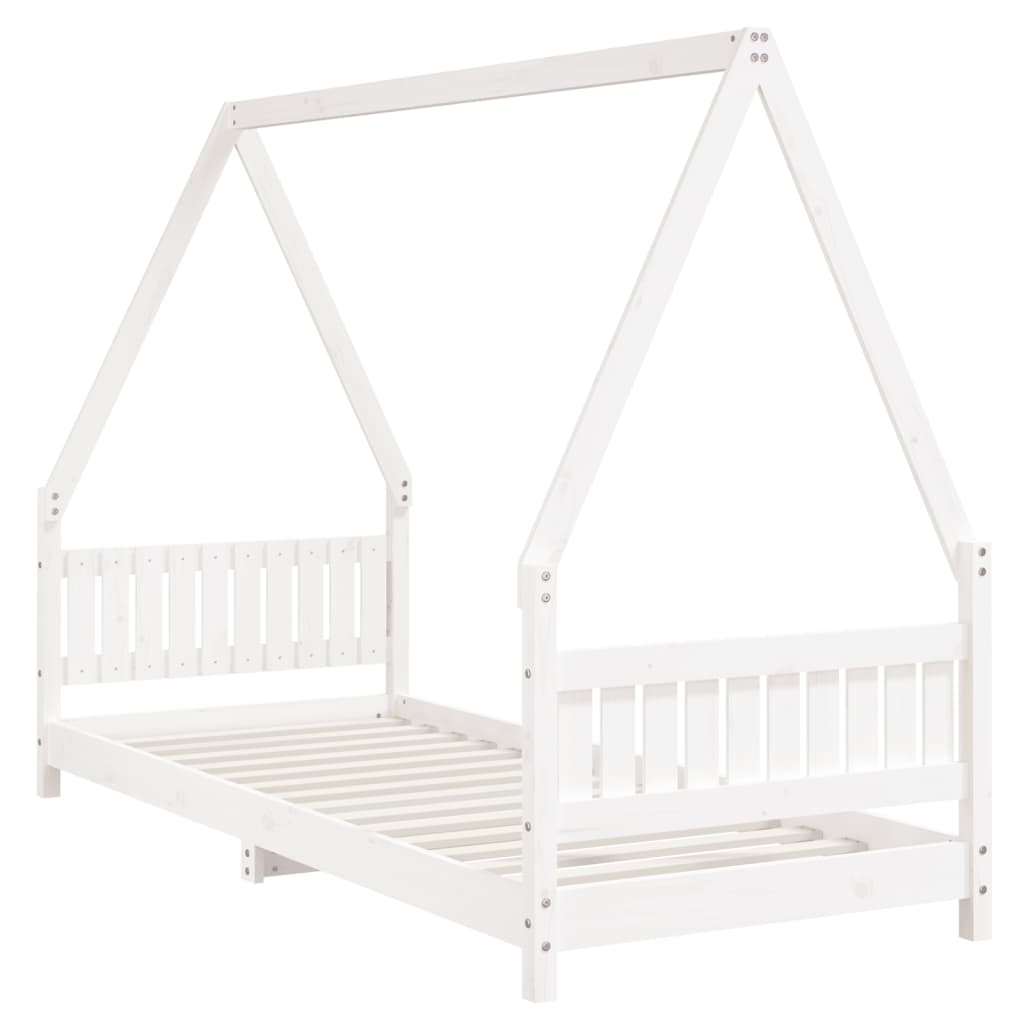 Solid Pine Kids Bed Frame, White, 80x200 cm