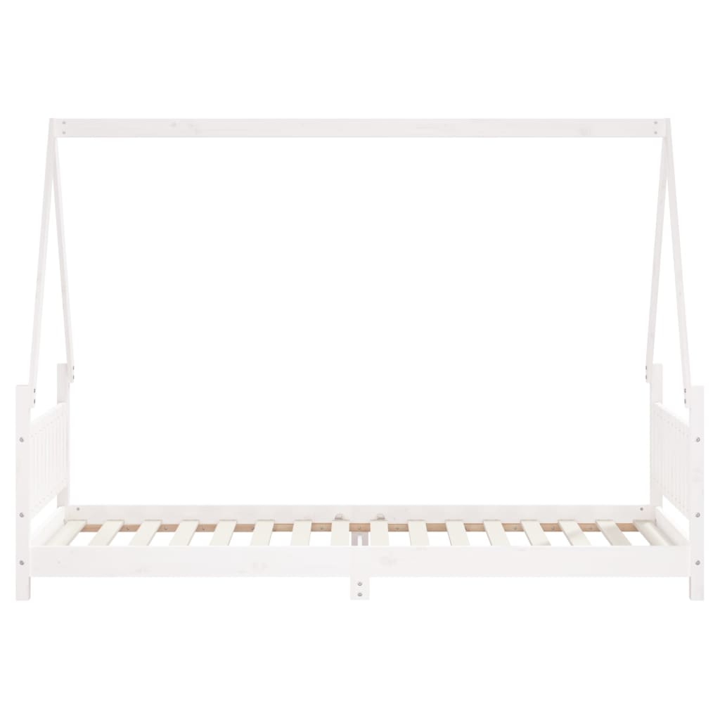 Solid Pine Kids Bed Frame, White, 80x200 cm