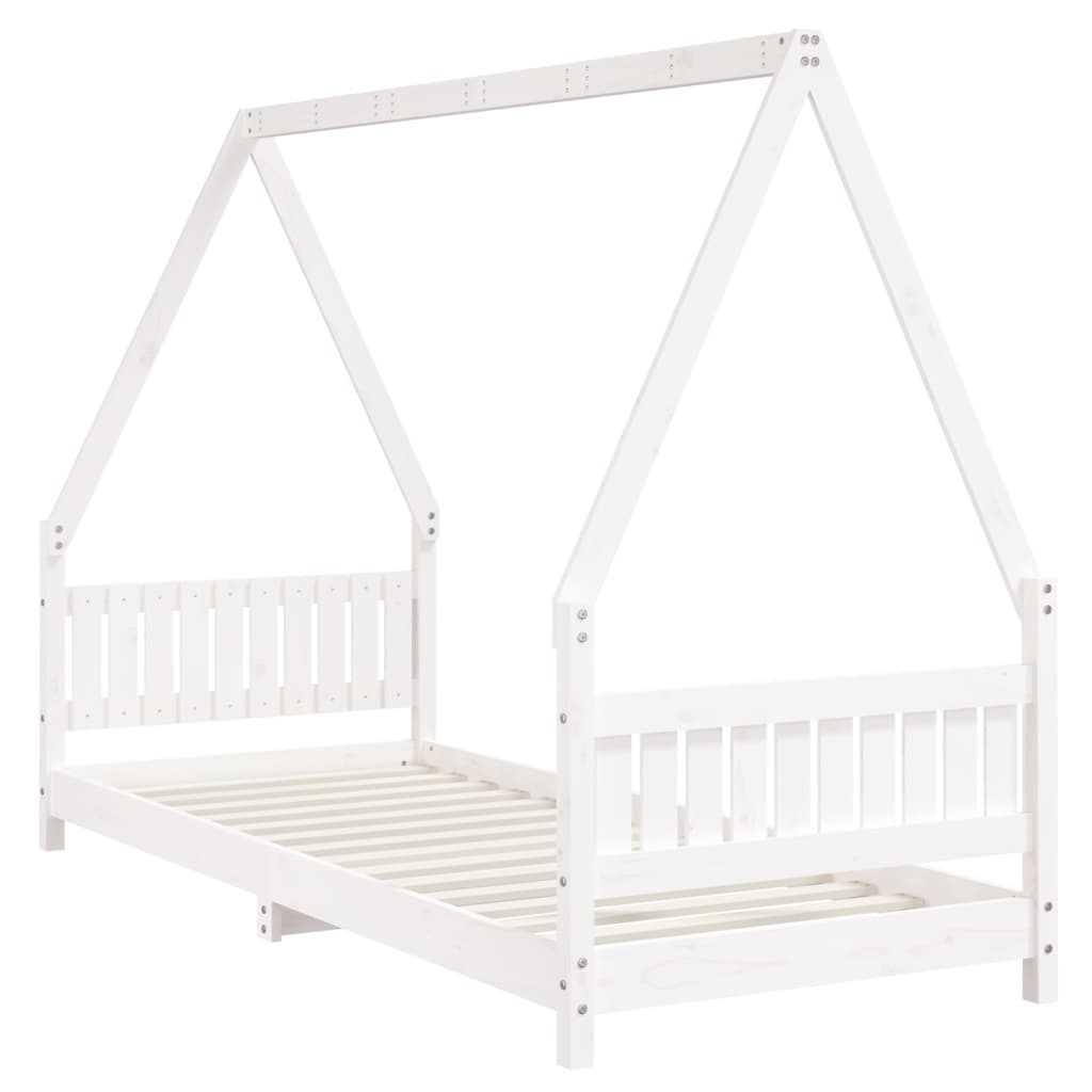 Solid Pine Kids Bed Frame, White, 80x200 cm