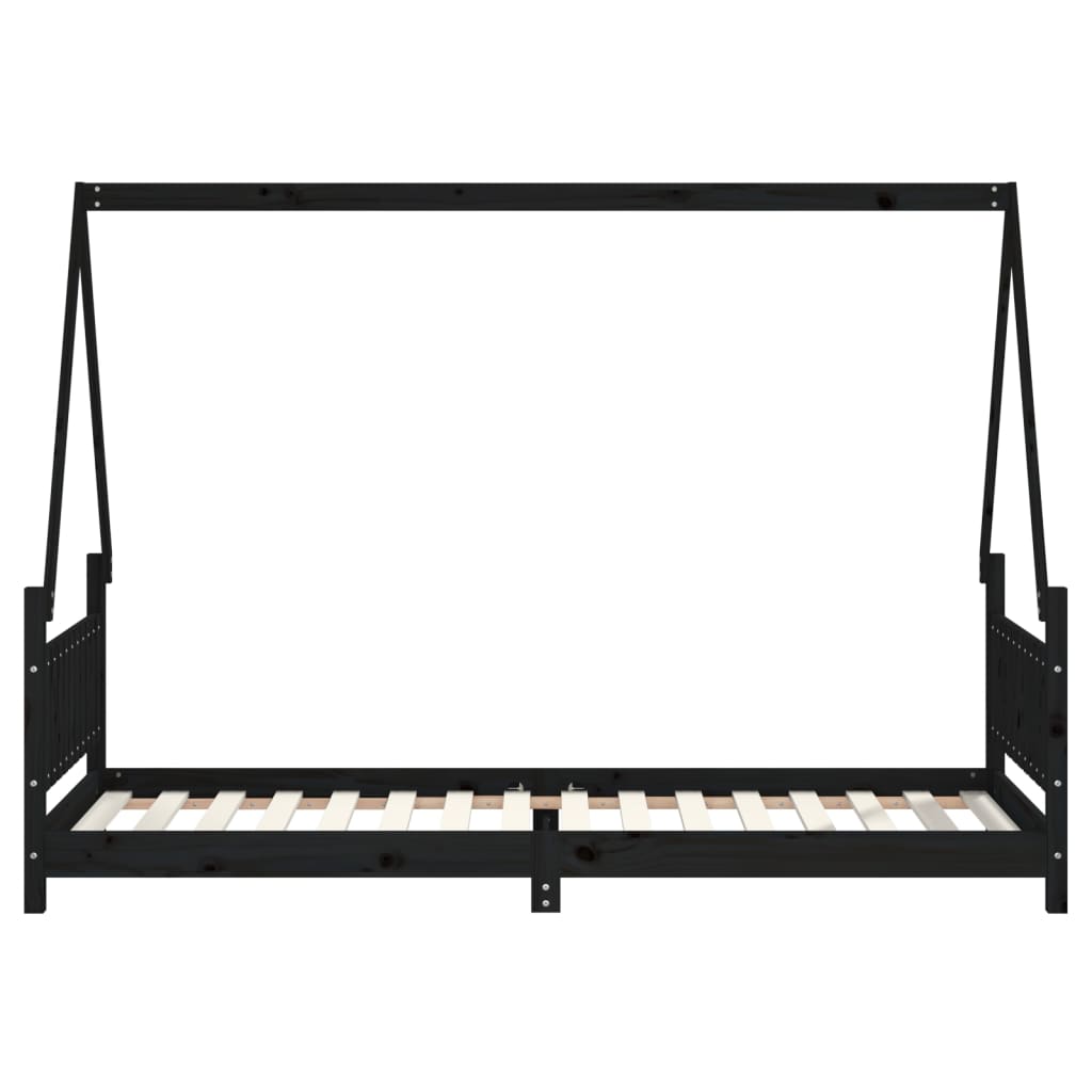 Solid Pine Kids Bed Frame - Black 80x200 cm