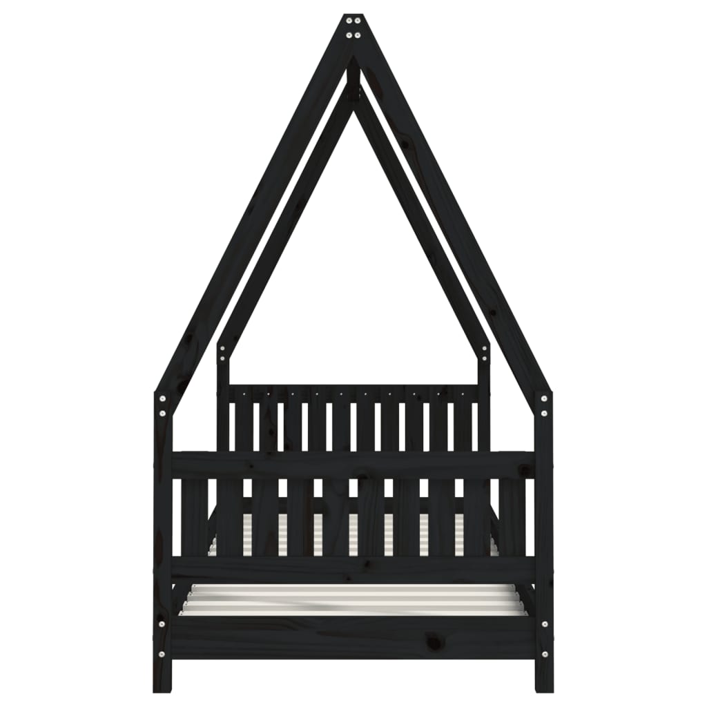 Solid Pine Kids Bed Frame - Black 80x200 cm