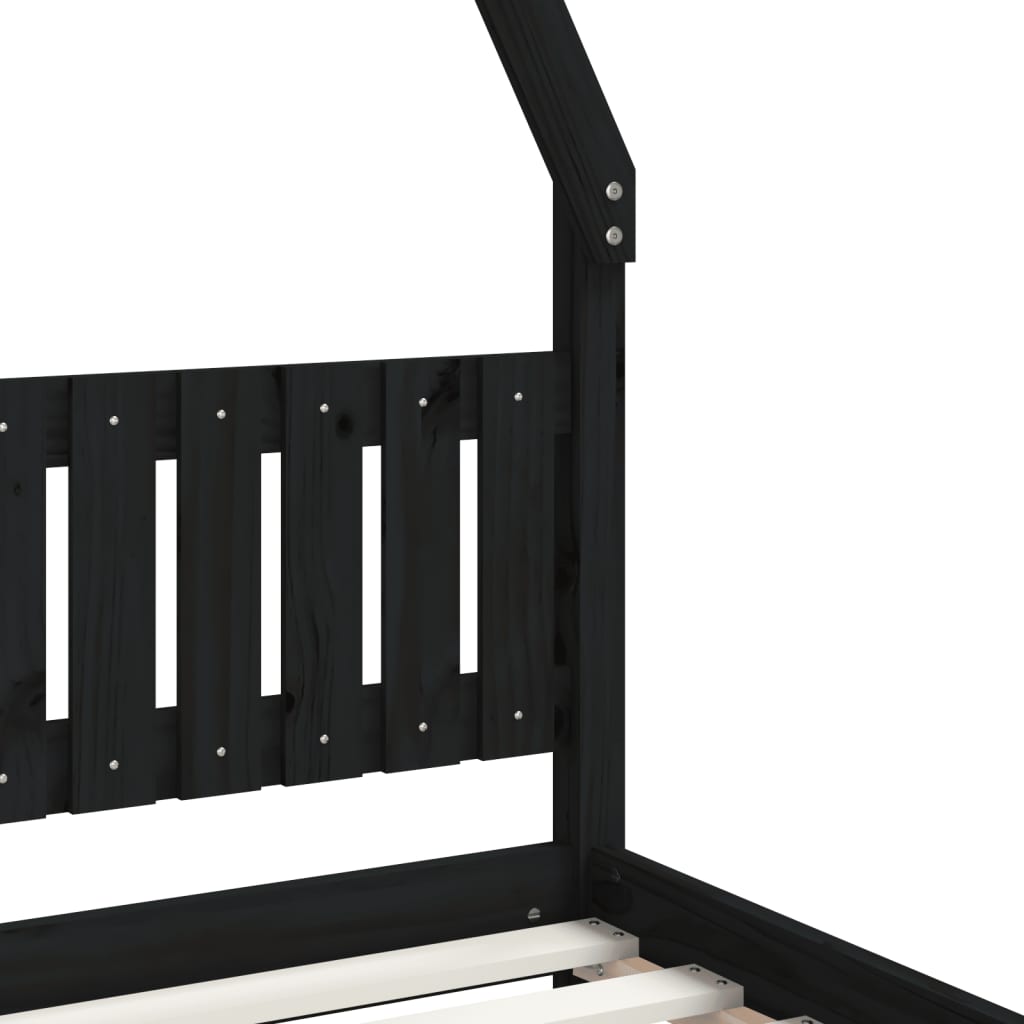Solid Pine Kids Bed Frame - Black 80x200 cm