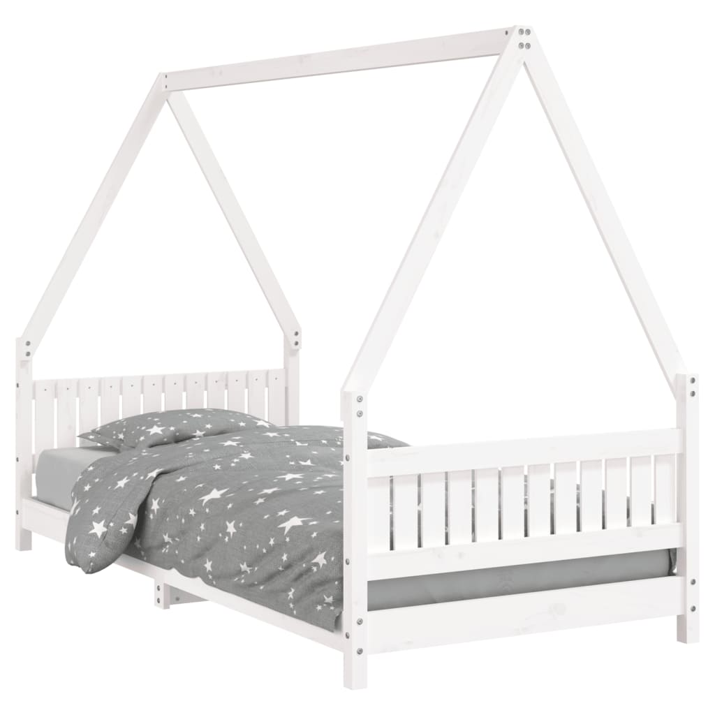 White Solid Pine Kids Bed Frame 90x200 cm - Durable & Stylish