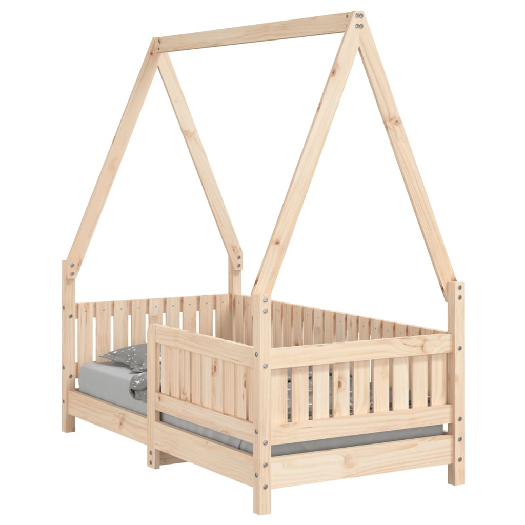 Solid Pine Kids Bed Frame 70x140 cm - Natural Wood Finish
