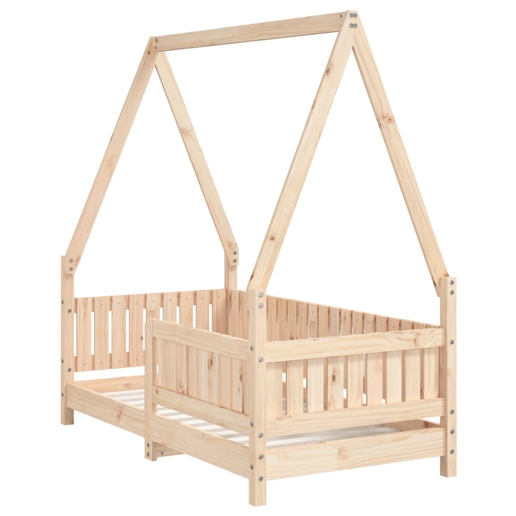 Solid Pine Kids Bed Frame 70x140 cm - Natural Wood Finish